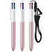 BIC® 4 Colours® Glacé mit Schlüsselband Rosa Glacé / Weiß