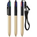 BIC® 4 Colours® Glacé mit Schlüsselband Schwarz - Gold Glacé