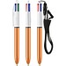BIC® 4 Colours® Shine mit Lanyard-Kugelschreiber Weiß/Roségold