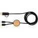 Chechia 150 cm 5-in-1 Kabel aus recyceltem Kunststoff für Datenübertragung und 27W Schnellladung mit Bambusdetails, schwarz