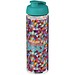 H2O Vibe Sportflasche mit Klappdeckel, 850 ml, transparent,aquablau