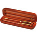 Holz-Schreib-Set/Stifthalter, blaue Mine, Gold