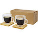 Manti 2-teiliger 250 ml doppelwandiger Glasbecher mit Bambusuntersetzer, transparent, natural