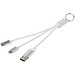 Metal 4-in-1 Ladekabel aus recyceltem Aluminium mit Schlüsselanhänger, silber