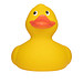 Renn-Ente, mit Metallplatte, gelb/orange, 10 cm