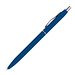 Schlanker, gummierter Kugelschreiber, schwarze Mine, blau