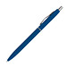 Schlanker, gummierter Druckkugelschreiber, blaue Mine, blau