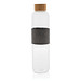 XD COLLECTION Borosilikat-Glasflasche Impact mit Bambusdeckel, 750 ml, transparent/grau
