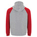 Badet zweifarbiger Kapuzenpullover Unisex, heather grau / rot, 2XL