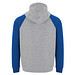 Badet zweifarbiger Kapuzenpullover Unisex, heather grau / royalblau, 3XL
