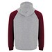 Badet zweifarbiger Kapuzenpullover Unisex, heather grau / Garnet, 3XL