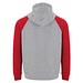 Badet zweifarbiger Kapuzenpullover Unisex, heather grau / rot, XS