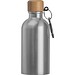 Edelstahltrinkflasche mit Karabiner, 400ml, silbergrau