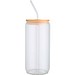 Mirage 500 ml einwandiges Glas aus Borosilikatglas mit Bambusdeckel, transparent