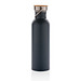 Moderne Stainless-Steel Flasche mit Bambusdeckel, blau