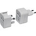 Reiseadapter in einem Kunststoffetui mit Adaptern für US, UK, AUS, Asien und EU, weiss
