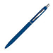 Schlanker, gummierter Kugelschreiber, schwarze Mine, blau