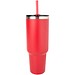 Sydney 1200 ml doppelwandiger RCS-zertifizierter Kupfer-Vakuum Isolierbecher mit Strohhalm, rot
