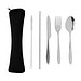 XD COLLECTION 4-teiliges wiederverwendbares Besteckset aus Stainless-Steel, silber