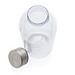 Auslaufsichere Trinkflasche mit Metalldeckel, transparent