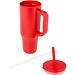 Brady 900 ml RCS-zertifizierter Isolierbecher mit Silikon Trinkhalm, rot