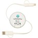 Chechia 100cm 5-in-1 Kabel aus recyceltem Kunststoff, einziehbar, für Datenübertragung und 45W Schnellladung mit Bambusdetails, weiss