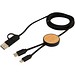 Chechia 150 cm 5-in-1 Kabel aus recyceltem Kunststoff für Datenübertragung und 27W Schnellladung mit Bambusdetails, schwarz
