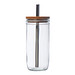 Glasbecher mit Bambusdeckel und Trinkhalm, transparent