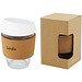 Lidan 360 ml Becher aus Borosilikatglas mit Korkgriff und Silikondeckel, weiss