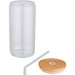 Mirage 500 ml einwandiges Glas aus Borosilikatglas mit Bambusdeckel, transparent