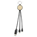 Tecta  6-in-1 Ladekabel mit Schlüsselring aus recyceltem Kunststoff und Bambus, schwarz