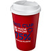 Americano® Eco 350 ml recycelter Becher mit auslaufsicherem Deckel, rot/weiß