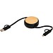 Chechia 100cm 5-in-1 Kabel aus recyceltem Kunststoff, einziehbar, für Datenübertragung und 45W Schnellladung mit Bambusdetails, schwarz