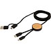 Chechia 150 cm 5-in-1 Kabel aus recyceltem Kunststoff für Datenübertragung und 27W Schnellladung mit Bambusdetails, schwarz
