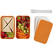 MIYO Doppel-Lunchbox, doppellagig, orange, orange, weiß