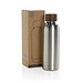 Wood Vakuumflasche aus RCS recyceltem Stainless-Steel, silber