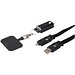 Franz 5 in 1 Lanyard Kabel aus recyceltem Kunststoff für Smartphones mit integrierter Datensynchronisierung und 65 W Schnellladefunktion, schwarz