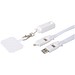 Franz 5 in 1 Lanyard Kabel aus recyceltem Kunststoff für Smartphones mit integrierter Datensynchronisierung und 65 W Schnellladefunktion, weiss