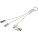 Metal 4-in-1 Ladekabel aus recyceltem Aluminium mit Schlüsselanhänger, silber