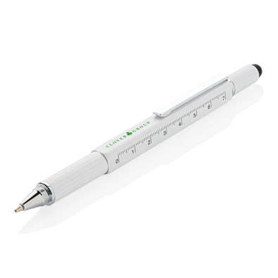 XD COLLECTION Aluminium Tool-Stift 5-in-1, blaue Mine, weiß