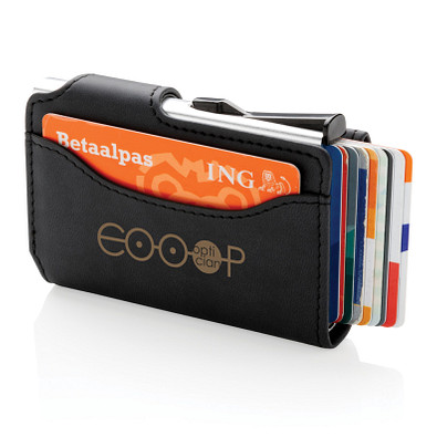 XD COLLECTION Aluminium RFID Kartenhalter mit PU-Börse, schwarz