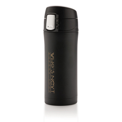 XD COLLECTION Edelstahlbecher Easy Lock, 300 ml, schwarz