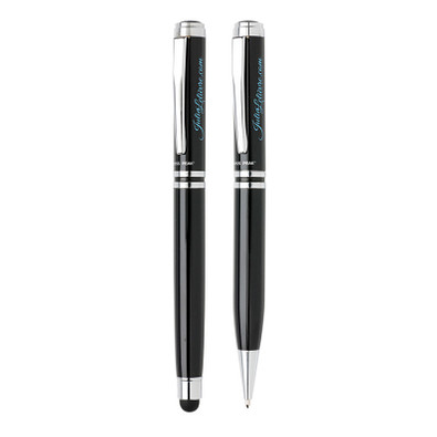 SWISS PEAK® Schreibset Executive, blaue Mine, schwarz/silber
