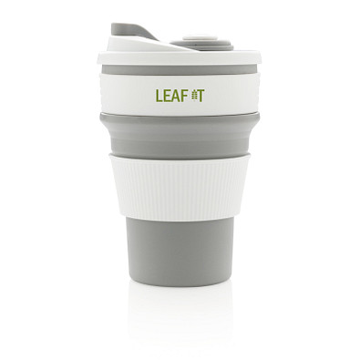XD COLLECTION faltbarer Silikon-Becher, 350 ml, grau