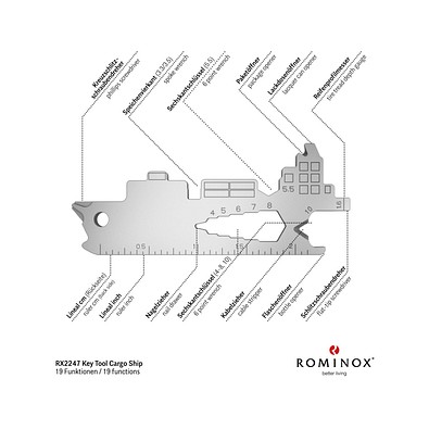 ROMINOX® Key Tool Cargo Ship / Containerschiff (19 Funktionen) im Motiv-Mäppchen Osterhase, grün