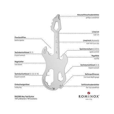 ROMINOX® Key Tool Guitar / Gitarre (19 Funktionen) im Motiv-Mäppchen Frohe Ostern, grün
