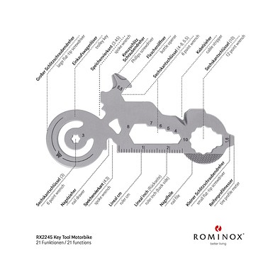 ROMINOX® Key Tool Motorbike / Motorrad (21 Funktionen) im Motiv-Mäppchen Osterhase, grün