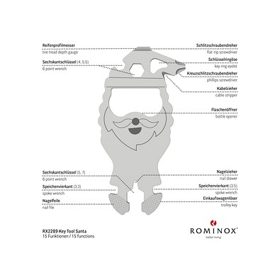 ROMINOX® Key Tool Santa / Weihnachtsmann (15 Funktionen) im Motiv-Mäppchen Merry Christmas