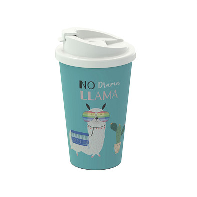 Kaffeebecher Premium Deluxe, 350 ml, standard-blau PP/weiß