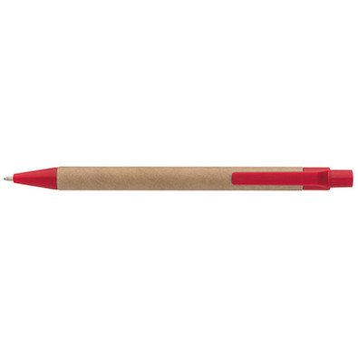 Druckkugelschreiber aus Papier, blaue Mine, rot